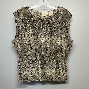 Vintage Christie & Jill Neutral Snake Print Sleeveless Top